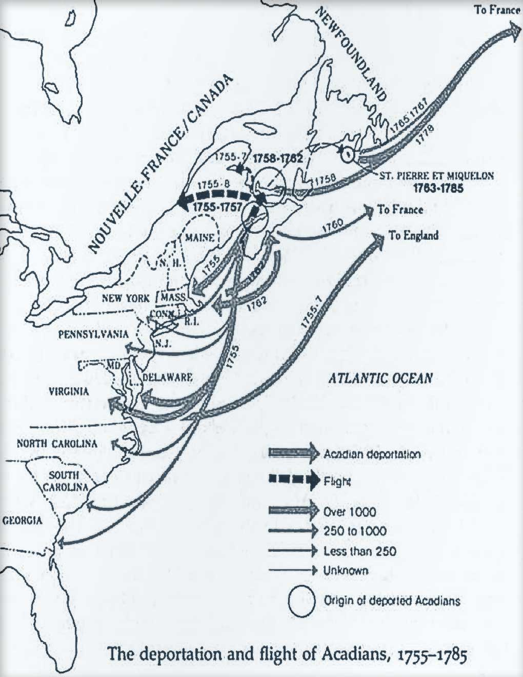 Acadian Deportation Transit Map